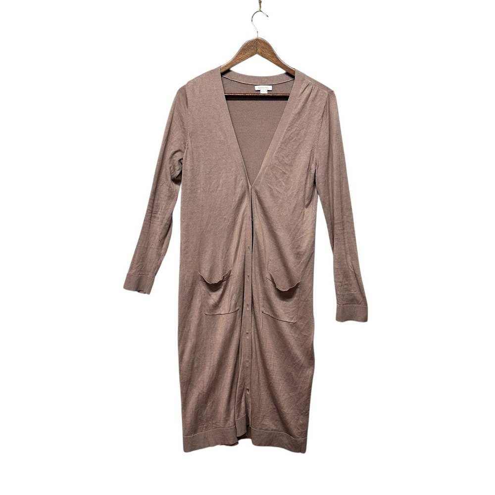 Garnet Hill Womens Size M Long Sleeve Button Duster Cardigan Pockets Lightweight